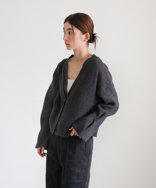 セール】ダブルカラーカーディガン（カーディガン/ボレロ）｜select