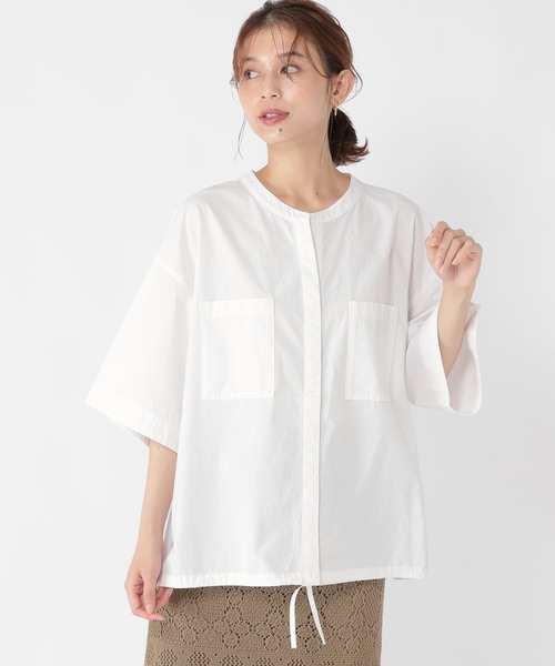 セール】裾ドロストハーフスリーブシャツ（シャツ/ブラウス）｜studio