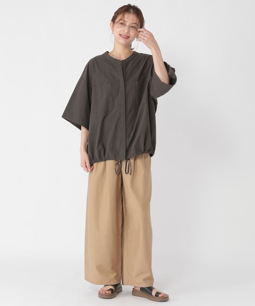 セール】裾ドロストハーフスリーブシャツ（シャツ/ブラウス）｜studio