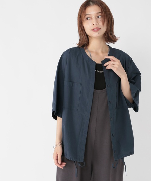 セール】裾ドロストハーフスリーブシャツ（シャツ/ブラウス）｜studio