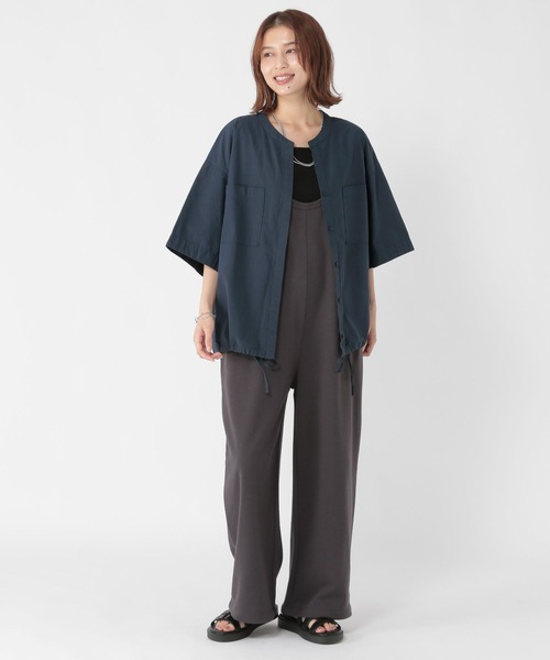 セール】裾ドロストハーフスリーブシャツ（シャツ/ブラウス）｜studio