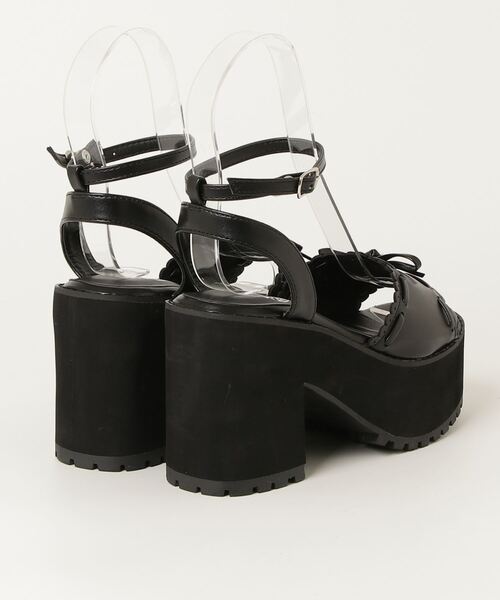 LOVEHUNTER(ラブハンター)の「LOVE HUNTER スカラップデザイン厚底リボンサンダル(2246)(サンダル・レディース・ブラック/ブラック系その他/ホワイト・M/L/LL/S)」の9枚目の写真