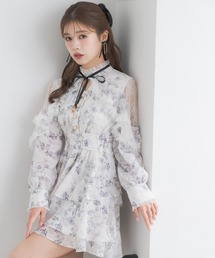 【新品】ROJITA ミニ丈ワンピース ROJITA ワンピース 「Mサイズ追加」花柄半袖ミニワンピース