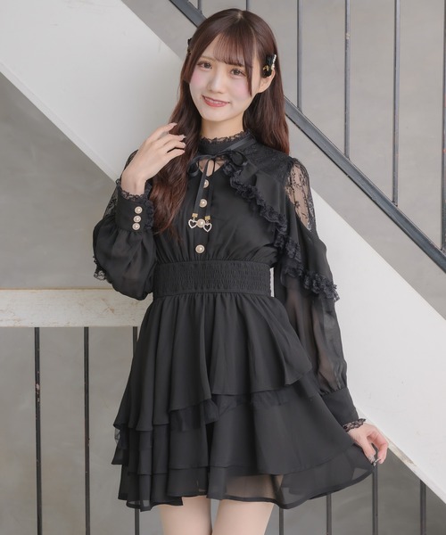 ロジータ♡ ラッフルティアードフレアミニワンピース セール】ラッフルティアードフレアミニワンピース（ワンピース