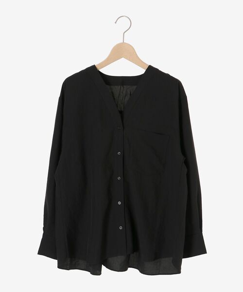 le.coeur blanc（ルクールブラン）の「《手洗い可能》エアータンブラーノーカラーブラウス（シャツ/ブラウス・レディース・ブラック/ブラウン・38）」の20枚目の写真