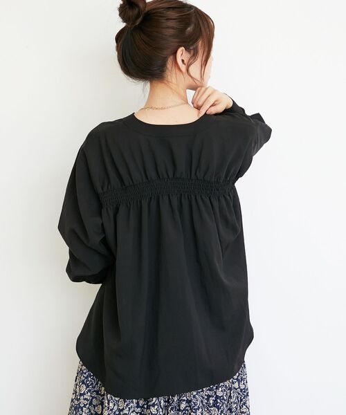 le.coeur blanc（ルクールブラン）の「《手洗い可能》エアータンブラーノーカラーブラウス（シャツ/ブラウス・レディース・ブラック/ブラウン・38）」の16枚目の写真