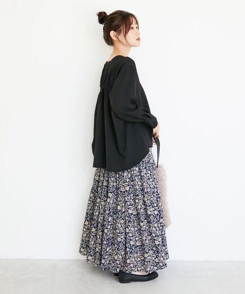 le.coeur blanc（ルクールブラン）の「《手洗い可能》エアータンブラーノーカラーブラウス（シャツ/ブラウス・レディース・ブラック/ブラウン・38）」の11枚目の写真