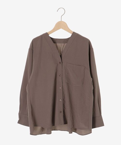 le.coeur blanc（ルクールブラン）の「《手洗い可能》エアータンブラーノーカラーブラウス（シャツ/ブラウス・レディース・ブラック/ブラウン・38）」の9枚目の写真
