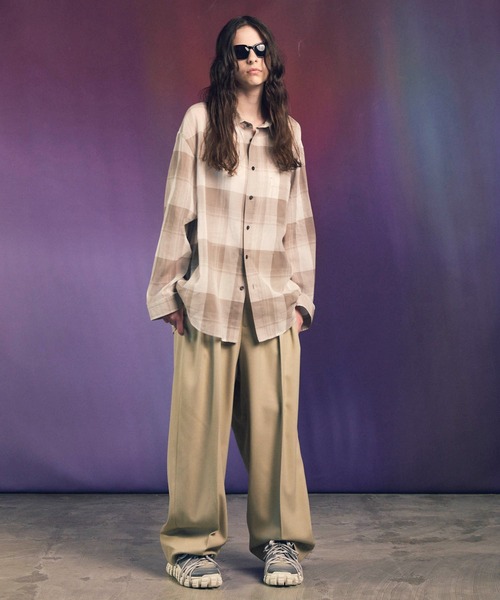MAISON SPECIAL(メゾンスペシャル)の「《UNISEX》Prime-Over Cotton Organdy Check Regular Collar Shirt/プライムオーバーコットンオーガンジーチェックレギュラーカラーシャツ【MAISON SPECIAL/メゾンスペシャル】(シャツ/ブラウス・メンズ・ブラック/グレイッシュベージュ/オレンジ・0/1/2)」の5枚目の写真