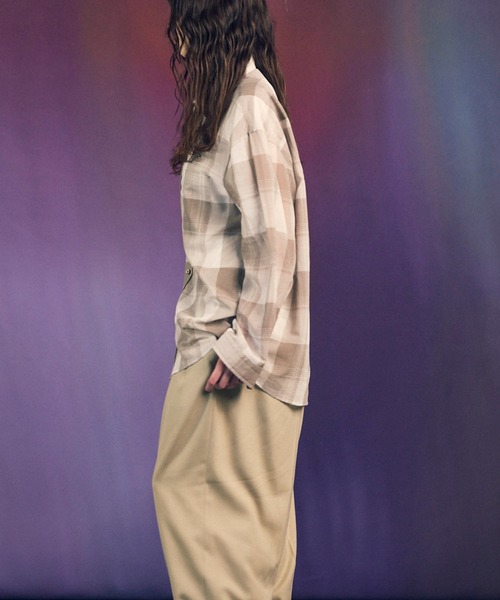 MAISON SPECIAL(メゾンスペシャル)の「《UNISEX》Prime-Over Cotton Organdy Check Regular Collar Shirt/プライムオーバーコットンオーガンジーチェックレギュラーカラーシャツ【MAISON SPECIAL/メゾンスペシャル】(シャツ/ブラウス・メンズ・ブラック/グレイッシュベージュ/オレンジ・0/1/2)」の8枚目の写真