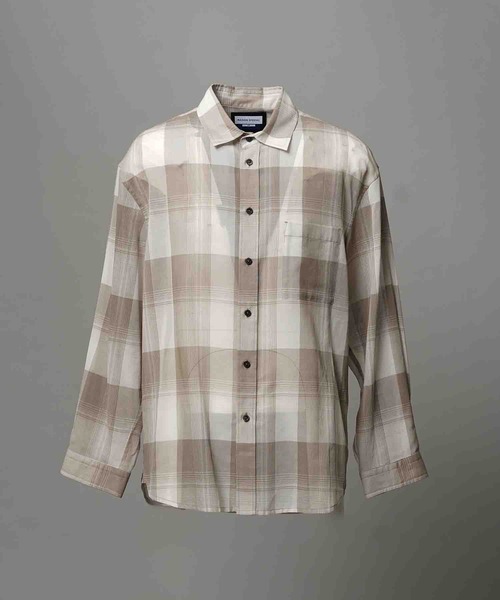 MAISON SPECIAL(メゾンスペシャル)の「《UNISEX》Prime-Over Cotton Organdy Check Regular Collar Shirt/プライムオーバーコットンオーガンジーチェックレギュラーカラーシャツ【MAISON SPECIAL/メゾンスペシャル】(シャツ/ブラウス・メンズ・ブラック/グレイッシュベージュ/オレンジ・0/1/2)」の10枚目の写真