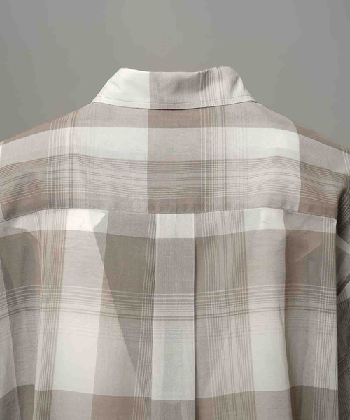 MAISON SPECIAL(メゾンスペシャル)の「《UNISEX》Prime-Over Cotton Organdy Check Regular Collar Shirt/プライムオーバーコットンオーガンジーチェックレギュラーカラーシャツ【MAISON SPECIAL/メゾンスペシャル】(シャツ/ブラウス・メンズ・ブラック/グレイッシュベージュ/オレンジ・0/1/2)」の17枚目の写真