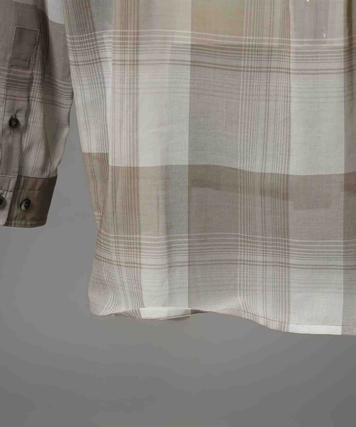 MAISON SPECIAL(メゾンスペシャル)の「《UNISEX》Prime-Over Cotton Organdy Check Regular Collar Shirt/プライムオーバーコットンオーガンジーチェックレギュラーカラーシャツ【MAISON SPECIAL/メゾンスペシャル】(シャツ/ブラウス・メンズ・ブラック/グレイッシュベージュ/オレンジ・0/1/2)」の18枚目の写真