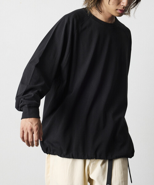 FREAK'S STORE（フリークスストア）の「限定展開 ビッグシルエット USA COTTON ラグランスリーブ スピンドル Tシャツ / ヘムコード（Tシャツ/カットソー・メンズ・ホワイト/グレイッシュベージュ/ホワイト×ブラック/ネイビー/ブラック/チャコールグレー・LARGE/SMALL/MEDIUM）」の14枚目の写真