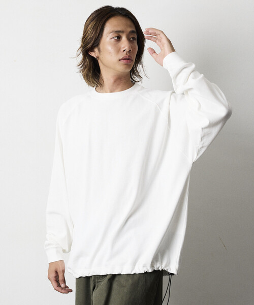 FREAK'S STORE（フリークスストア）の「限定展開 ビッグシルエット USA COTTON ラグランスリーブ スピンドル Tシャツ / ヘムコード（Tシャツ/カットソー・メンズ・ホワイト/グレイッシュベージュ/ホワイト×ブラック/ネイビー/ブラック/チャコールグレー・LARGE/SMALL/MEDIUM）」の22枚目の写真