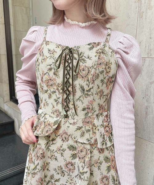 an another angelus（アンアナザーアンジェラス）の「フロントレースアップゴブランキャミワンピース（ワンピース・レディース・ホワイト×ピンク/ピンク×イエロー・FREE）」の17枚目の写真