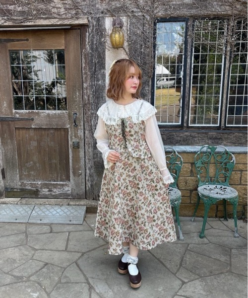 フロントレースアップゴブランキャミワンピース（ワンピース）｜an