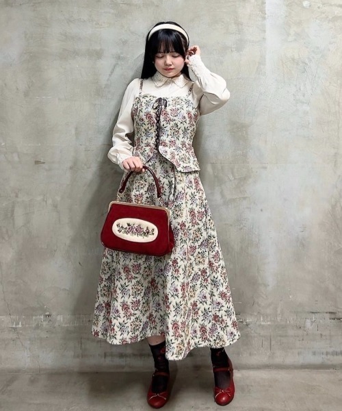 フロントレースアップゴブランキャミワンピース（ワンピース）｜an