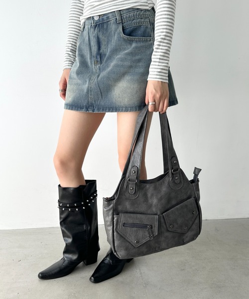 セール】ダブルポケットPUショルダーバッグ（ショルダーバッグ）｜Bamm