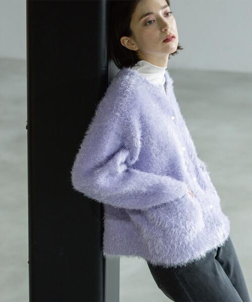 OPAQUE.CLIP(オペークドットクリップ)の「シャギーミドルカーディガン【洗濯機OK】《6col》(カーディガン/ボレロ・レディース・ブラック/アイボリー/ピンク系/パープル/ブルーグリーン/ブラウン系・38/40)」の5枚目の写真