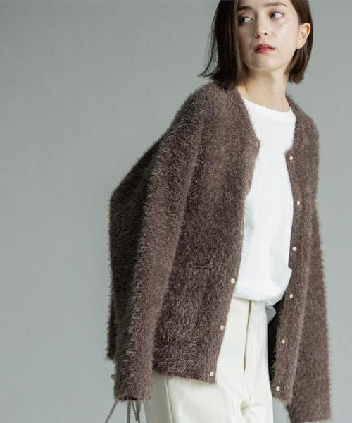 OPAQUE.CLIP(オペークドットクリップ)の「シャギーミドルカーディガン【洗濯機OK】《6col》(カーディガン/ボレロ・レディース・ブラック/アイボリー/ピンク系/パープル/ブルーグリーン/ブラウン系・38/40)」の13枚目の写真