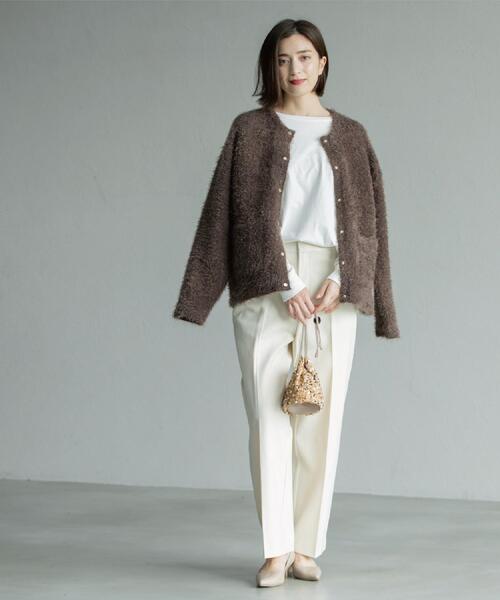 OPAQUE.CLIP(オペークドットクリップ)の「シャギーミドルカーディガン【洗濯機OK】《6col》(カーディガン/ボレロ・レディース・ブラック/アイボリー/ピンク系/パープル/ブルーグリーン/ブラウン系・38/40)」の17枚目の写真