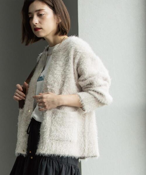 OPAQUE.CLIP(オペークドットクリップ)の「シャギーミドルカーディガン【洗濯機OK】《6col》(カーディガン/ボレロ・レディース・ブラック/アイボリー/ピンク系/パープル/ブルーグリーン/ブラウン系・38/40)」の19枚目の写真