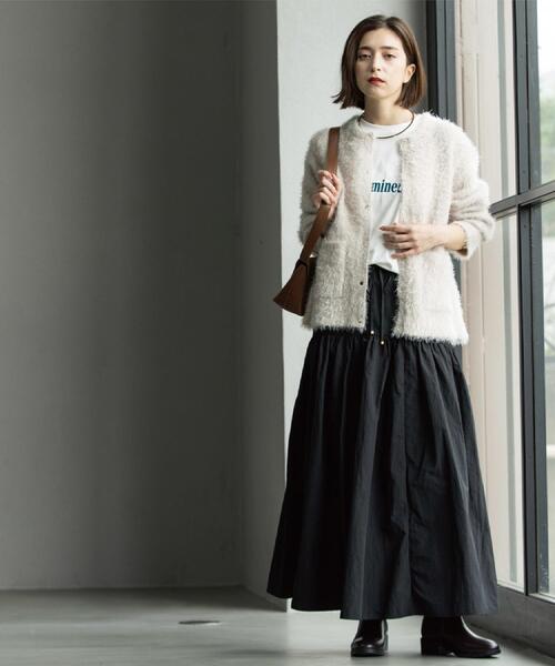 OPAQUE.CLIP(オペークドットクリップ)の「シャギーミドルカーディガン【洗濯機OK】《6col》(カーディガン/ボレロ・レディース・ブラック/アイボリー/ピンク系/パープル/ブルーグリーン/ブラウン系・38/40)」の21枚目の写真