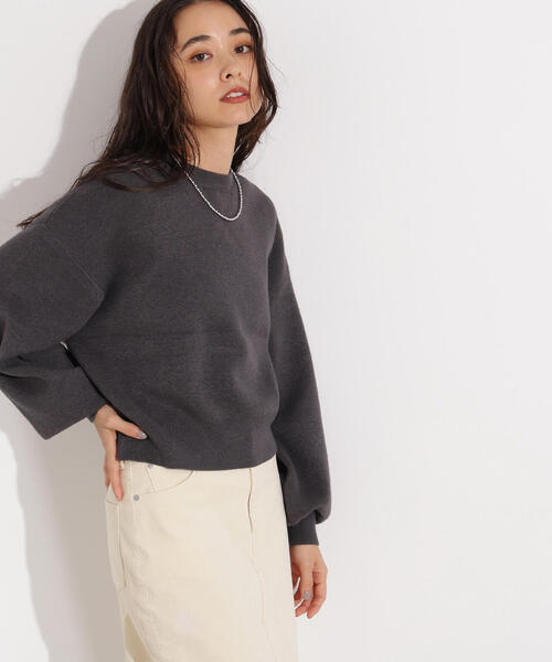 N.（N. Natural Beauty Basic）（エヌエヌナチュラルビューティーベーシック）の「スウェットライクニットプルオーバー（ニット/セーター・レディース・オフホワイト/チャコールグレー/ピンク・MEDIUM）」の16枚目の写真