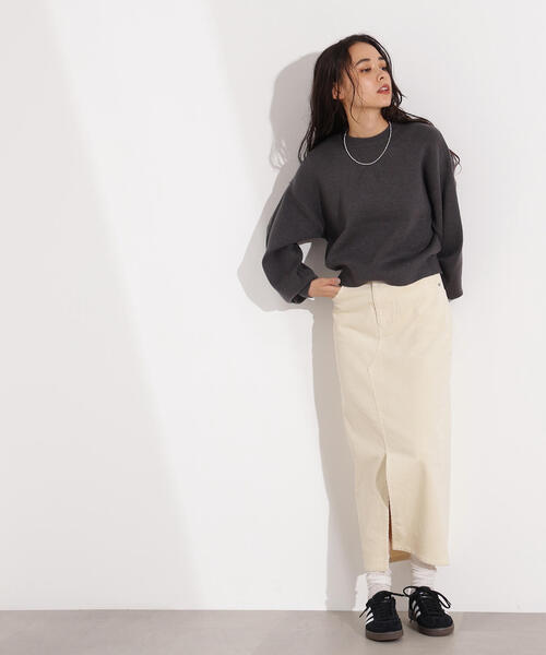 N.（N. Natural Beauty Basic）（エヌエヌナチュラルビューティーベーシック）の「スウェットライクニットプルオーバー（ニット/セーター・レディース・オフホワイト/チャコールグレー/ピンク・MEDIUM）」の17枚目の写真