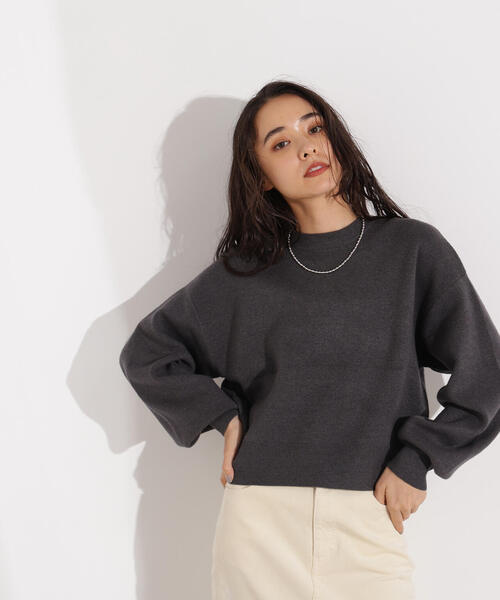 N.（N. Natural Beauty Basic）（エヌエヌナチュラルビューティーベーシック）の「スウェットライクニットプルオーバー（ニット/セーター・レディース・オフホワイト/チャコールグレー/ピンク・MEDIUM）」の18枚目の写真