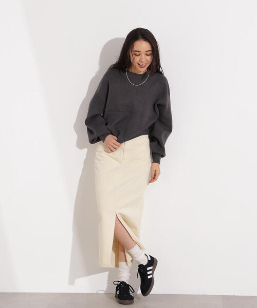 N.（N. Natural Beauty Basic）（エヌエヌナチュラルビューティーベーシック）の「スウェットライクニットプルオーバー（ニット/セーター・レディース・オフホワイト/チャコールグレー/ピンク・MEDIUM）」の20枚目の写真