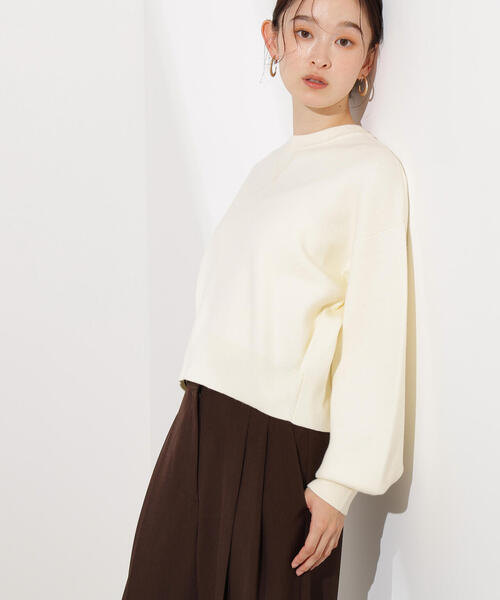 N.（N. Natural Beauty Basic）（エヌエヌナチュラルビューティーベーシック）の「スウェットライクニットプルオーバー（ニット/セーター・レディース・オフホワイト/チャコールグレー/ピンク・MEDIUM）」の4枚目の写真