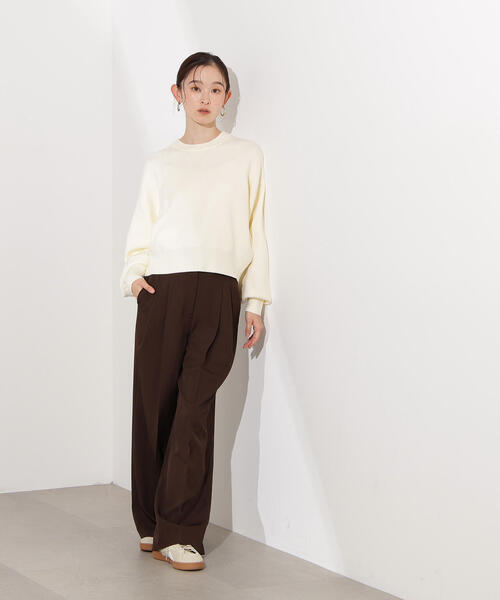 N.（N. Natural Beauty Basic）（エヌエヌナチュラルビューティーベーシック）の「スウェットライクニットプルオーバー（ニット/セーター・レディース・オフホワイト/チャコールグレー/ピンク・MEDIUM）」の5枚目の写真