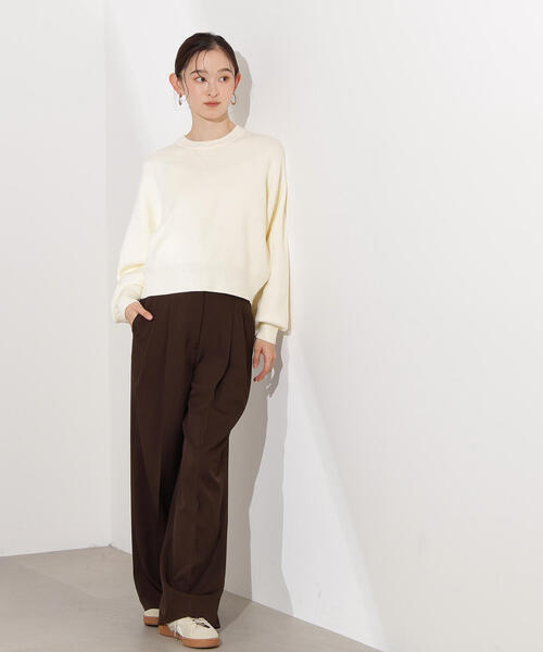 N.（N. Natural Beauty Basic）（エヌエヌナチュラルビューティーベーシック）の「スウェットライクニットプルオーバー（ニット/セーター・レディース・オフホワイト/チャコールグレー/ピンク・MEDIUM）」の6枚目の写真