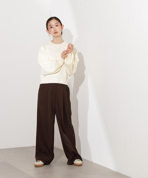 N.（N. Natural Beauty Basic）（エヌエヌナチュラルビューティーベーシック）の「スウェットライクニットプルオーバー（ニット/セーター・レディース・オフホワイト/チャコールグレー/ピンク・MEDIUM）」の8枚目の写真