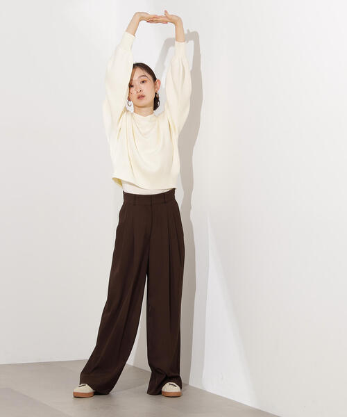 N.（N. Natural Beauty Basic）（エヌエヌナチュラルビューティーベーシック）の「スウェットライクニットプルオーバー（ニット/セーター・レディース・オフホワイト/チャコールグレー/ピンク・MEDIUM）」の9枚目の写真