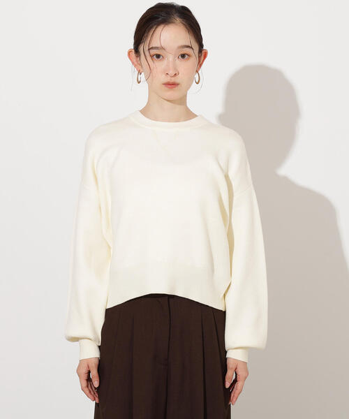 N.（N. Natural Beauty Basic）（エヌエヌナチュラルビューティーベーシック）の「スウェットライクニットプルオーバー（ニット/セーター・レディース・オフホワイト/チャコールグレー/ピンク・MEDIUM）」の10枚目の写真