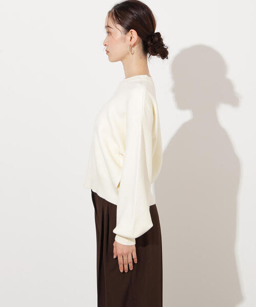 N.（N. Natural Beauty Basic）（エヌエヌナチュラルビューティーベーシック）の「スウェットライクニットプルオーバー（ニット/セーター・レディース・オフホワイト/チャコールグレー/ピンク・MEDIUM）」の11枚目の写真