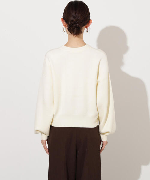 N.（N. Natural Beauty Basic）（エヌエヌナチュラルビューティーベーシック）の「スウェットライクニットプルオーバー（ニット/セーター・レディース・オフホワイト/チャコールグレー/ピンク・MEDIUM）」の12枚目の写真