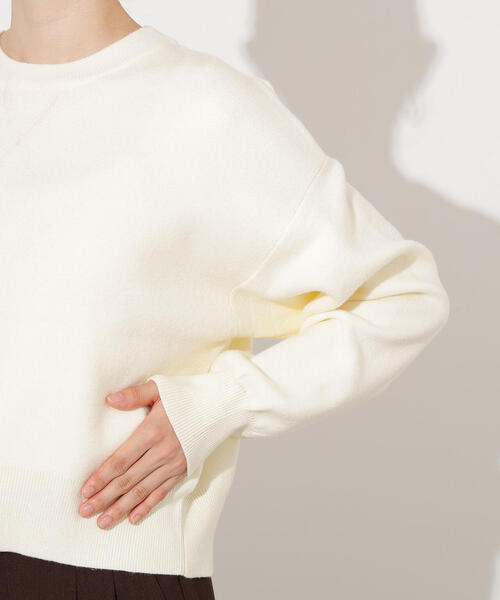 N.（N. Natural Beauty Basic）（エヌエヌナチュラルビューティーベーシック）の「スウェットライクニットプルオーバー（ニット/セーター・レディース・オフホワイト/チャコールグレー/ピンク・MEDIUM）」の14枚目の写真