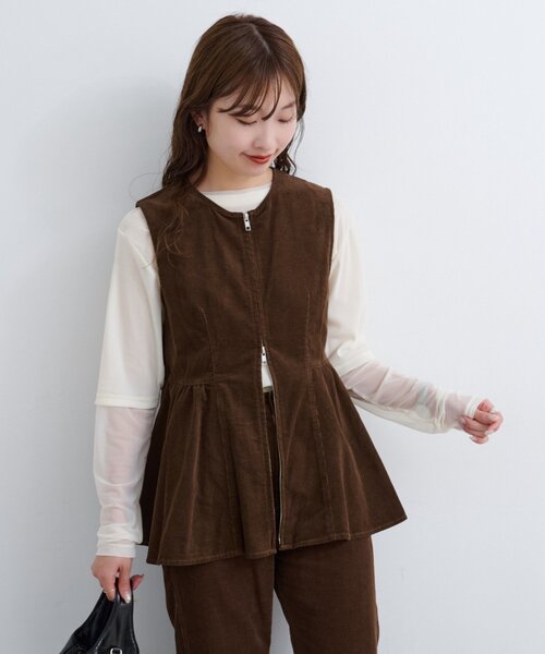 Kastane（カスタネ）の「【セットアップ対応】B コーデュロイビスチェ（ベスト・レディース・ネイビー/ダークブラウン/キャメル・FREE）」の2枚目の写真
