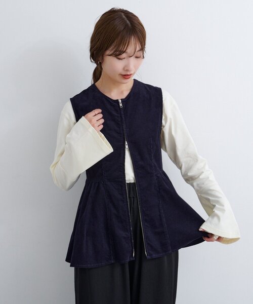 Kastane（カスタネ）の「【セットアップ対応】B コーデュロイビスチェ（ベスト・レディース・ネイビー/ダークブラウン/キャメル・FREE）」の3枚目の写真