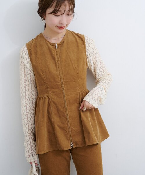Kastane（カスタネ）の「【セットアップ対応】B コーデュロイビスチェ（ベスト・レディース・ネイビー/ダークブラウン/キャメル・FREE）」の18枚目の写真