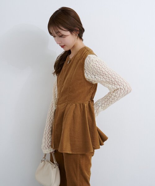 Kastane（カスタネ）の「【セットアップ対応】B コーデュロイビスチェ（ベスト・レディース・ネイビー/ダークブラウン/キャメル・FREE）」の21枚目の写真