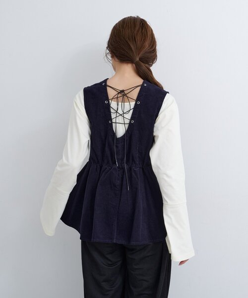 Kastane（カスタネ）の「【セットアップ対応】B コーデュロイビスチェ（ベスト・レディース・ネイビー/ダークブラウン/キャメル・FREE）」の4枚目の写真