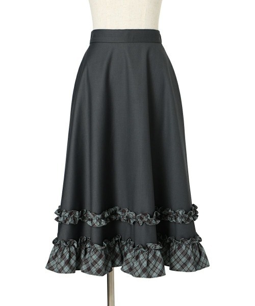 F i.n.t(フィント)の「【セットアップ対応】チェックフリル使いフレアースカート(スカート・レディース・ブラウン/ネイビー・FREE)」の17枚目の写真