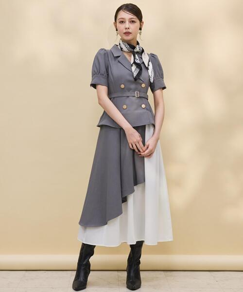 ハーフスリーブジャケットドッキングワンピース