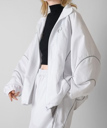 Confirm | Y2K ブロークコア ワンポイントロゴプリント フルジップトラックジャケット 切替パイピングライン ナイロンブルゾン ドローコード ユニセックス【Confirm】(Tシャツ/カットソー)