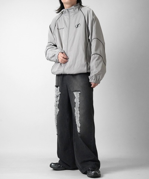 Y2K ブロークコア ワンポイントロゴプリント フルジップトラック Y2K ブロークコア ワンポイントロゴプリント フルジップトラック